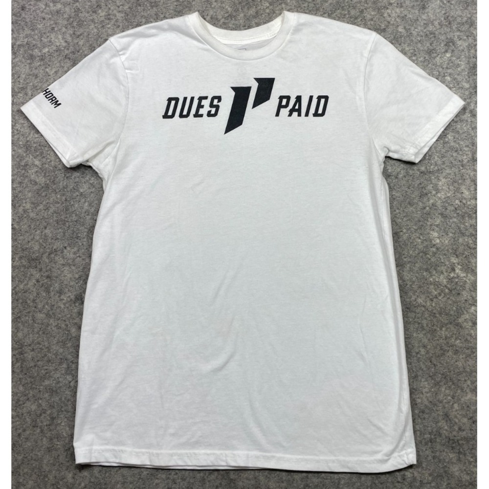 1st Phorm T Shirt Mens S White Black Dues Paid Tee Athletic Workout Gym
